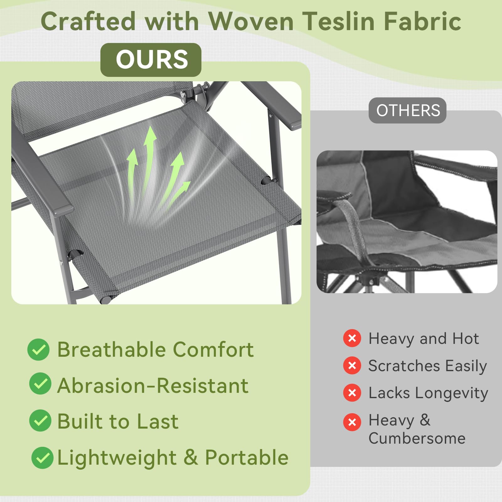 LIFERUN Gartenstühle 2er Set, Klappstühle mit Rückenlehne Armlehnen, Metall Gestell, Bis 120kg Belastbar, Leicht Klappstuh für Camping, Garten, Terrasse und Balkon, Dunkelgrau