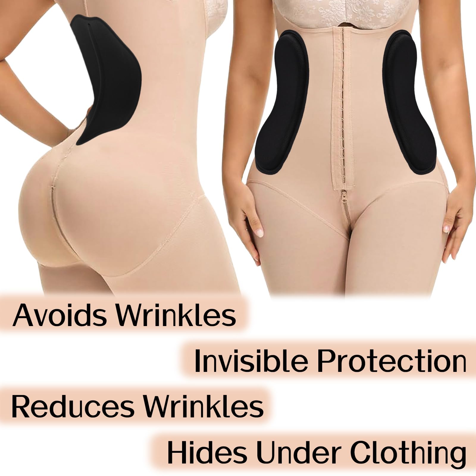 Lyreh 4pcs Ensemble de Planches de Compression Abdominale Latérale, Protections Latérales Mousse Lipo avec Planche Compression Abdominale Plate et Panneau Dorsal Lombaire(Noir)