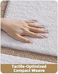 Color&Geometry Bathroom Mat 36x24, Soft Absorbent Microfiber Bath Rugs, Non-Slip Bath Rug, Washable Plush Carpet Bathmat for Shower Floor, Tub, Sink, Washroom, White and Beige