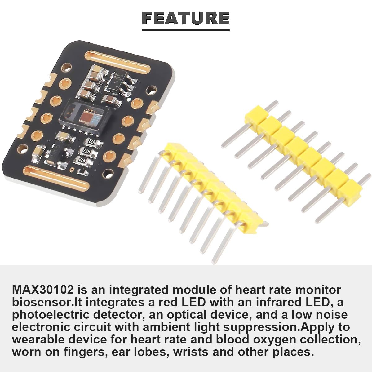 Snapklik.com : DAOKAI MAX30102 Heart Rate Sensor Module Pulse Detection ...