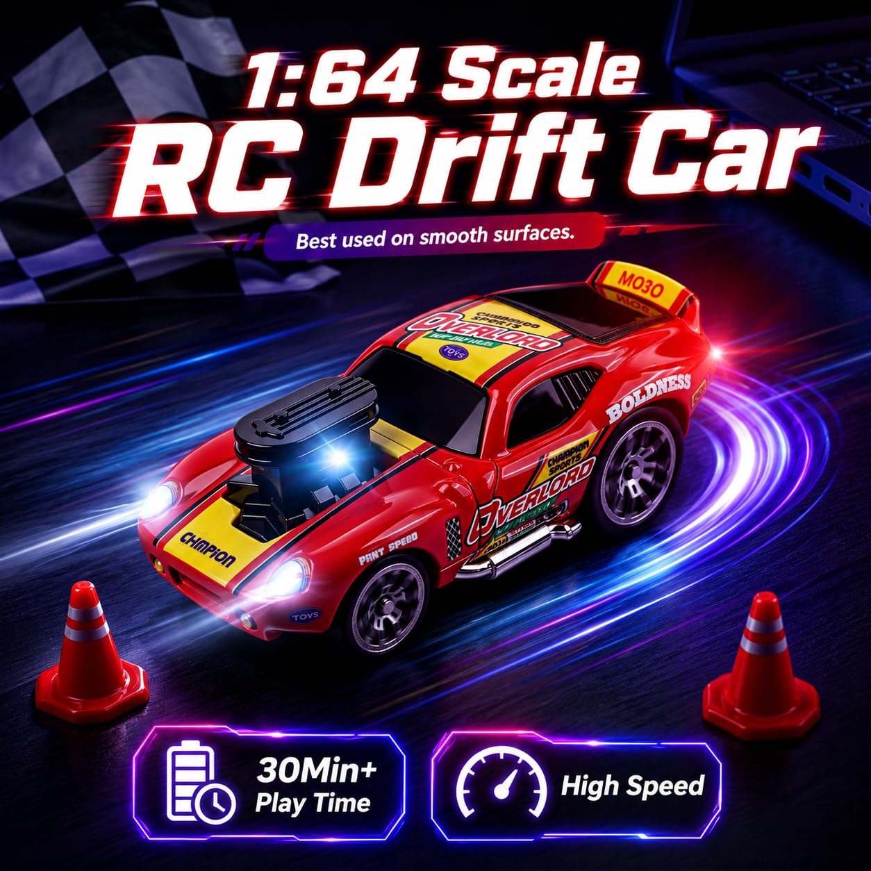funnykid Mini Drift RC Cars, Remote Control Cars Gift Set Toys for 3 4 5 6 7 8 9 10 Year Old Boys, Alloy Body, 3 Speed - Image 2