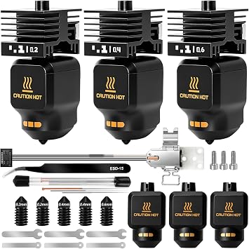 3Pack 0.2/0.4/0.6MM Hotend Kit for Bambu Lab P2S, High Speed Printing P2S Hotend with Heating Assembly Kit, 0.2/0.4/0.6MM P2S Nozzle Replacement Extruder Hot End for Bambu Labs P2S/P2SC/X2D 3D Printer