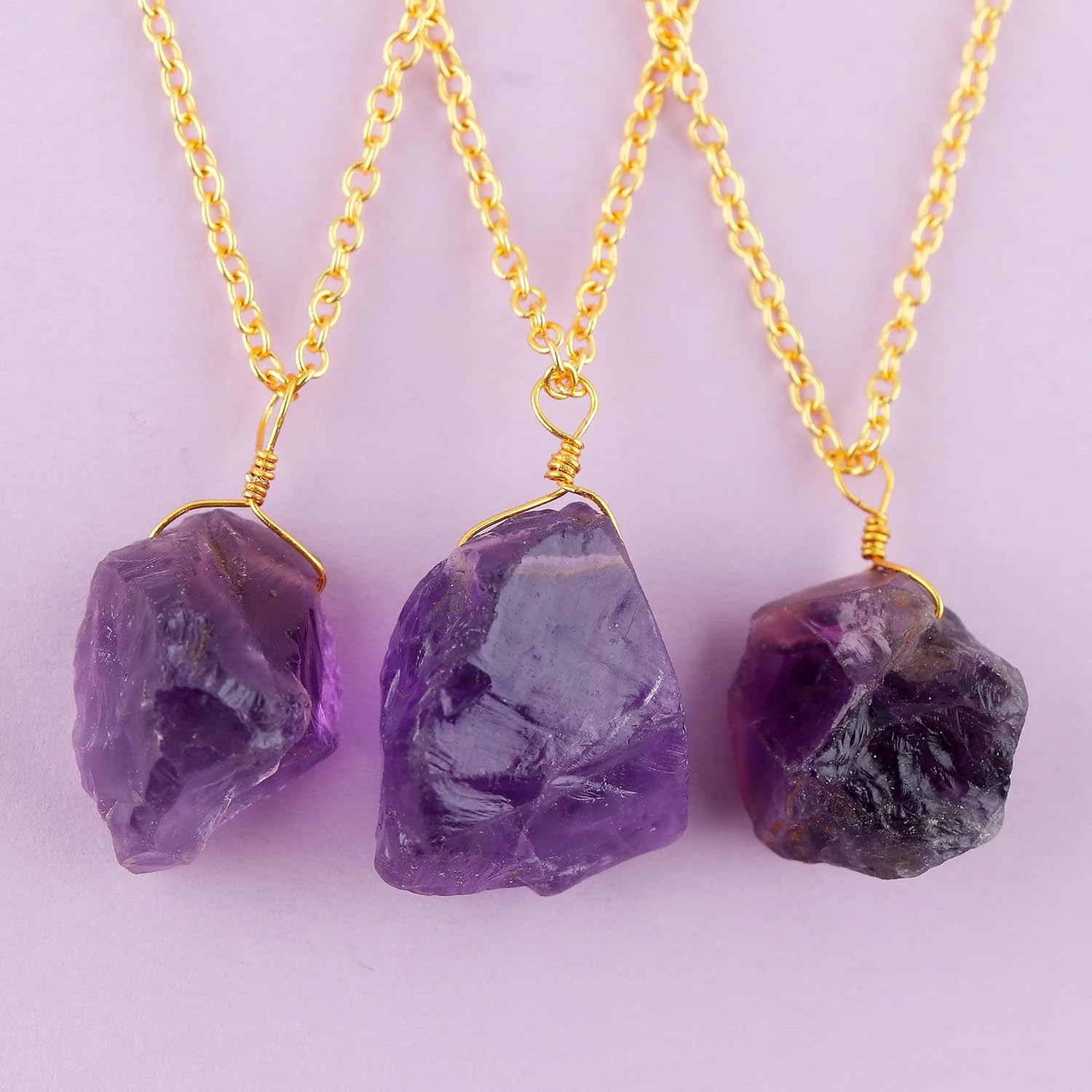 Raw Gemstone Pendant Necklace for Women |Natural Healing Crystal Rough Pendant 15–25 Carat | 8–14 mm Stone |Gold Plated Chain 16+2 Inch Adjustable | Gift Jewelry - Image 6