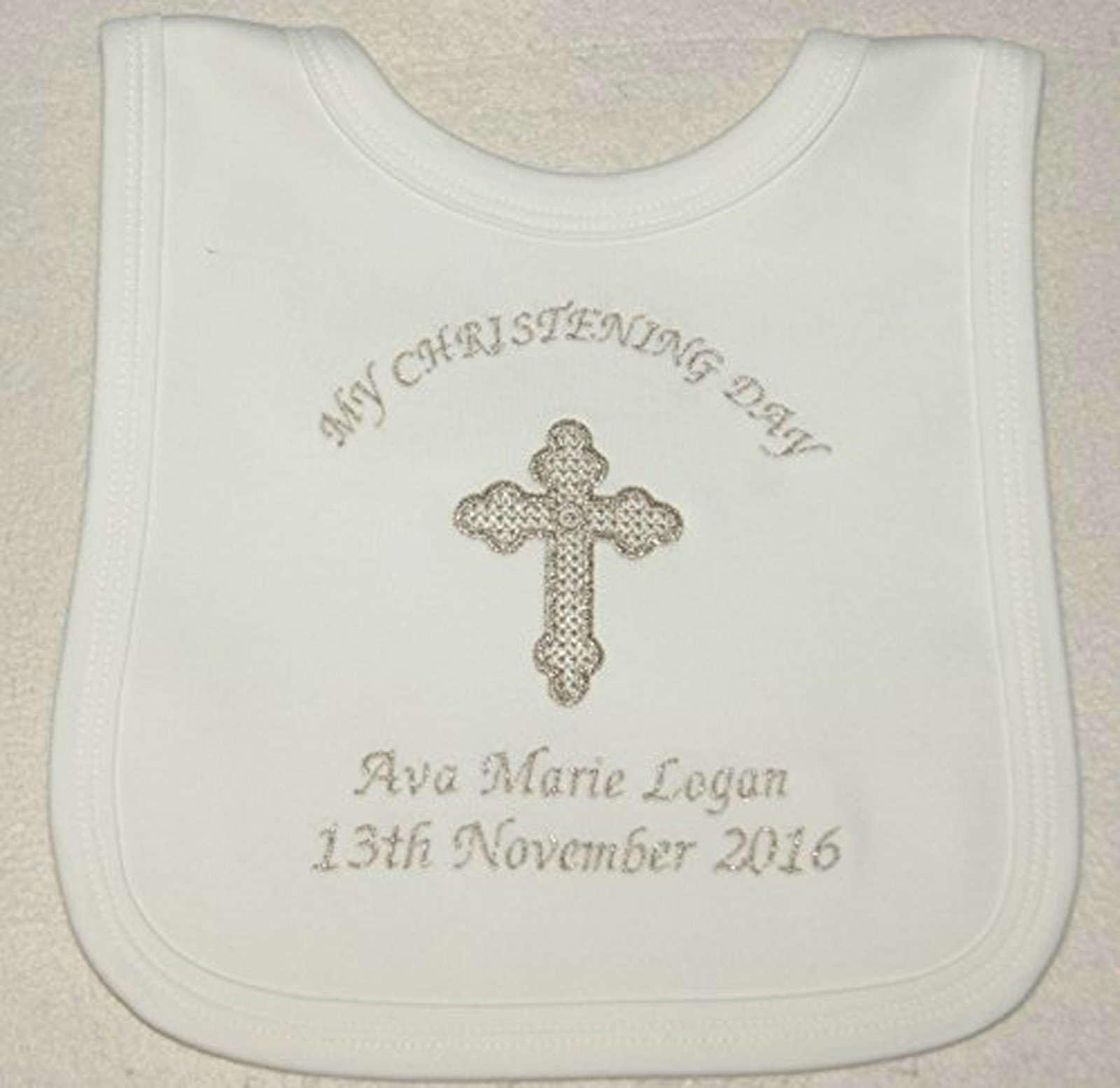 Sew Sew Special White Personalised Baby Christening Bib