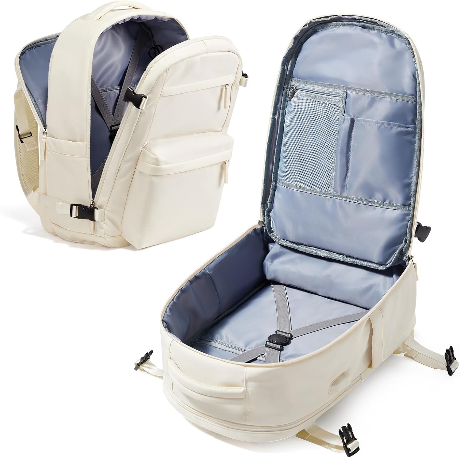 Large Travel Backpack For Women Men,Mochila de Viaje,15.6Inch Laptop Travel Backpack Carry on Flight Approved,Frontier Airlines Personal Item Travel Bag,Waterproof Luggage Backpack(Beige)