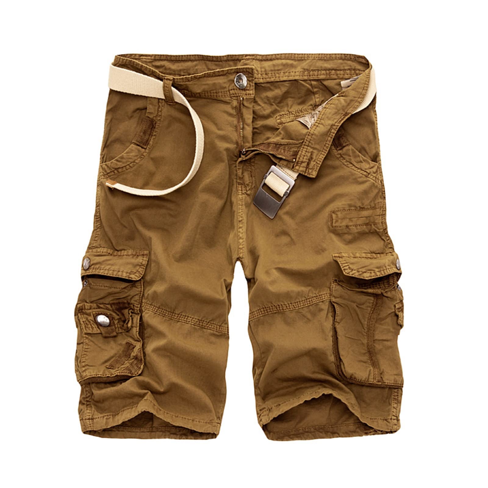 Herren Shorts Regular Fit Gürtel Taschen Sommer Basic Kurze Hose Stretch Bermuda Blau Navy Rot Grün Orange Beige Grau Tactical Shorts Herren Herren Sommerhose Bermuda