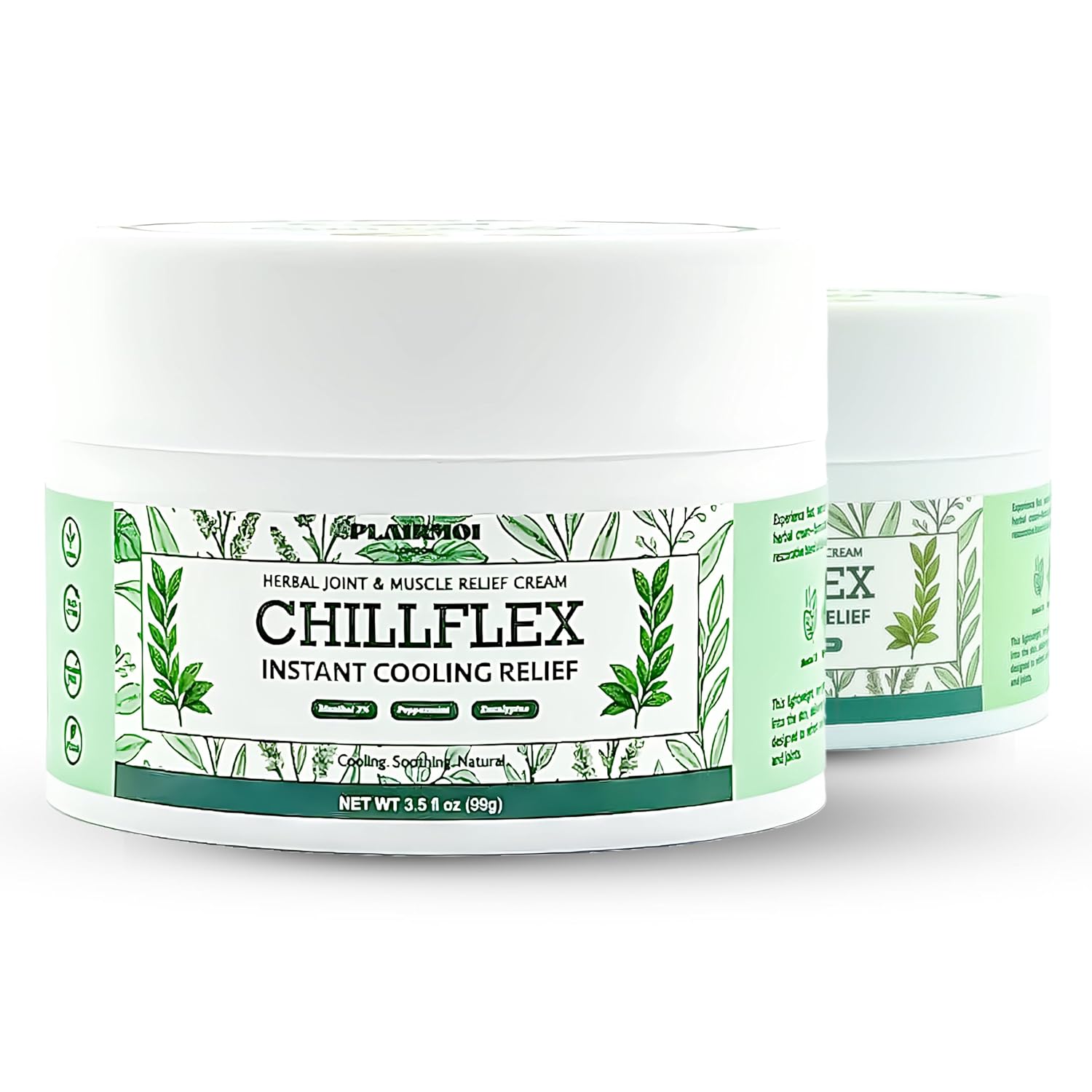 CHILLFLEX INSTANT COOLING RELIEF CREAM SOOTHING COOLING GEL Extra-Strength 3% Menthol for Post-Workout Relief, Runners & Athletes, 2-Pack