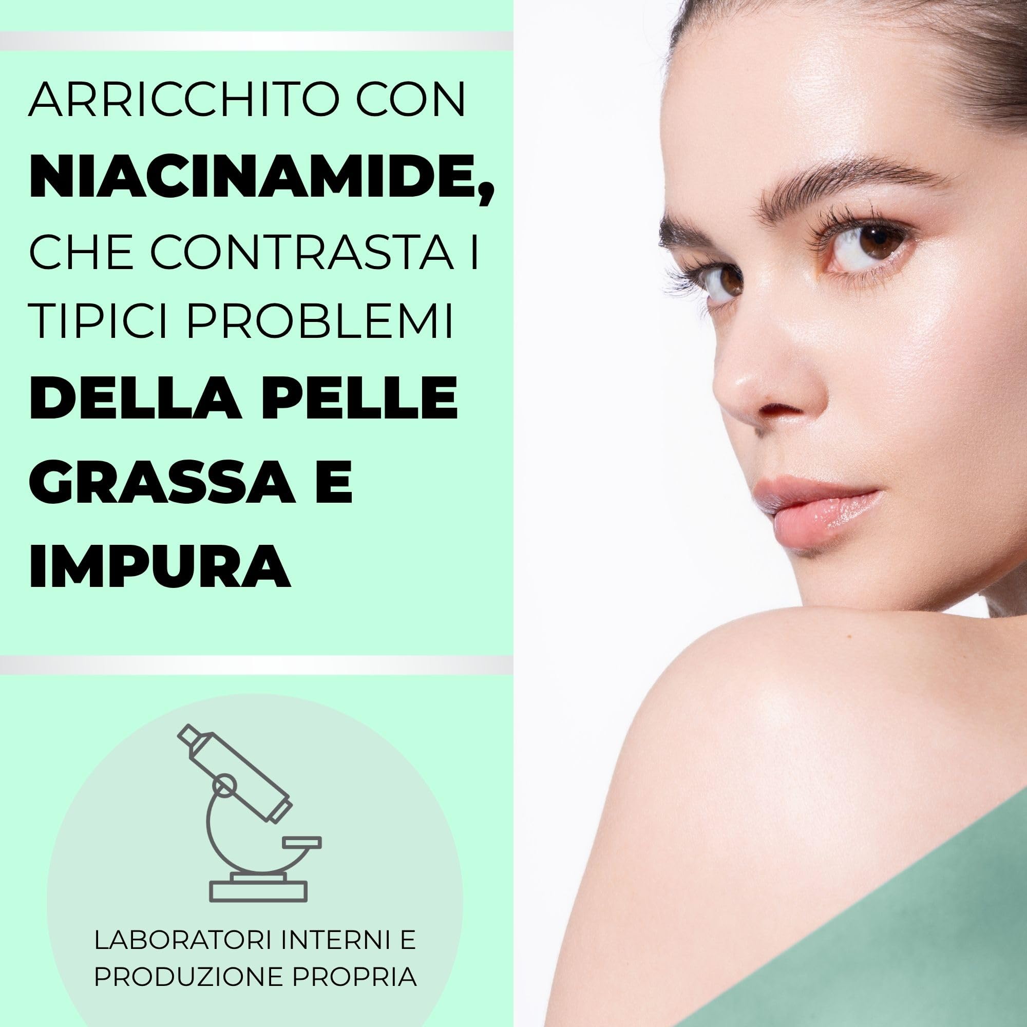 Afrodita Professional Niacinamide gel detergente per pelli grasse e miste, detergente delicato per il viso con acido ialuronico, pulizia profonda dei pori, 94% di origine naturale, senza alcool e
