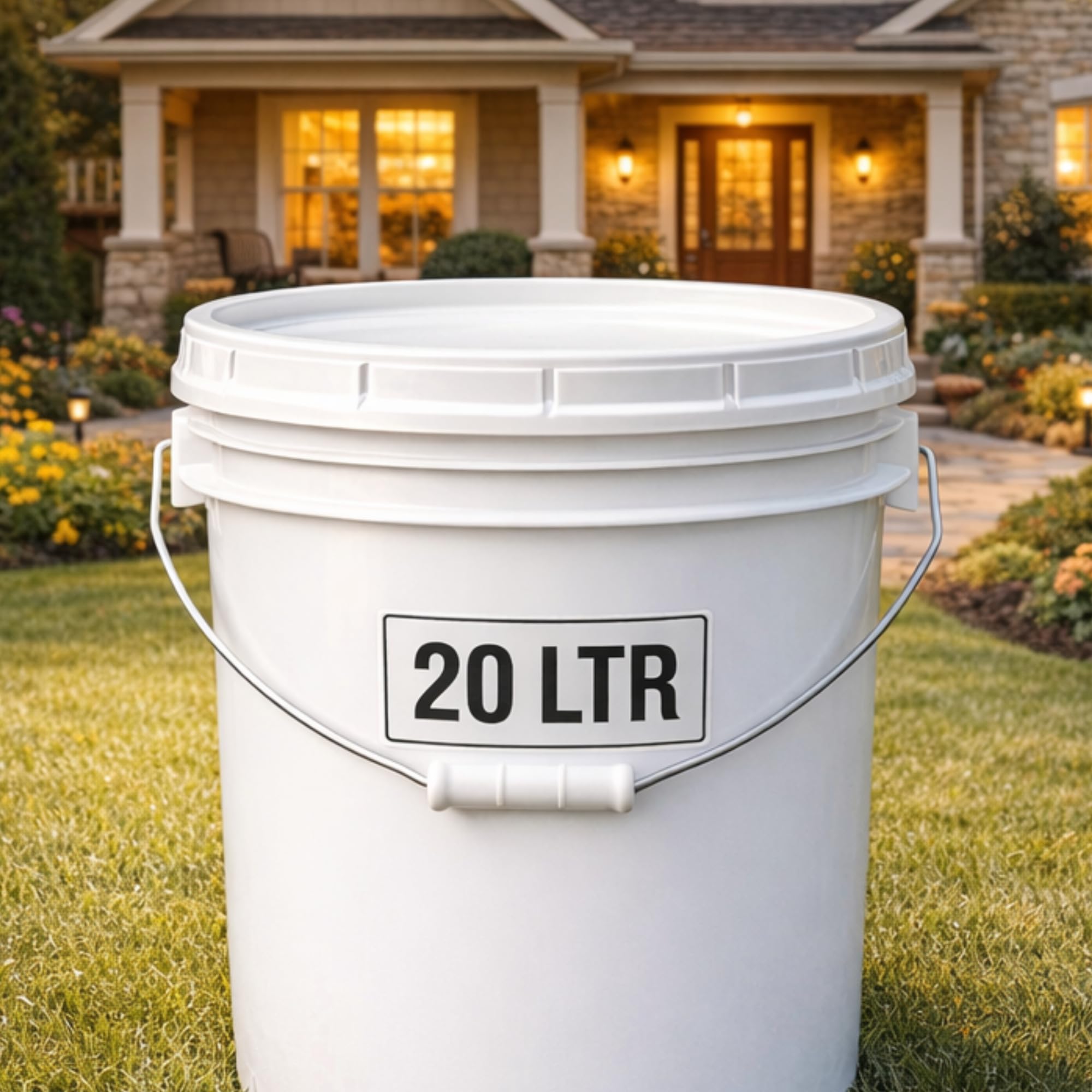 Vintage White Plastic Bucket 20 LTR with Lid and Handle, Capacity, Multipurpose Storage Container for Household Use-image-48