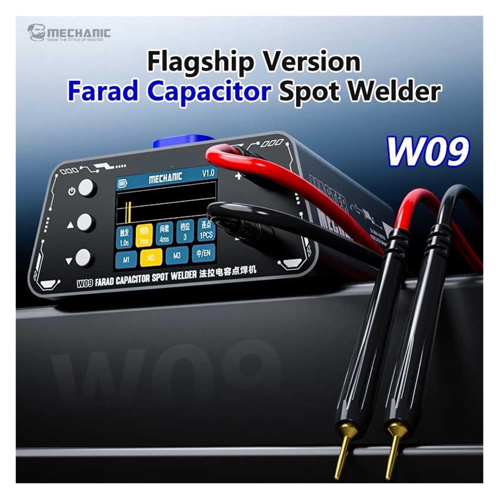Soldador por puntos de condensador insignia W09, herramienta soldadura inteligente doble pulso,Control preciso