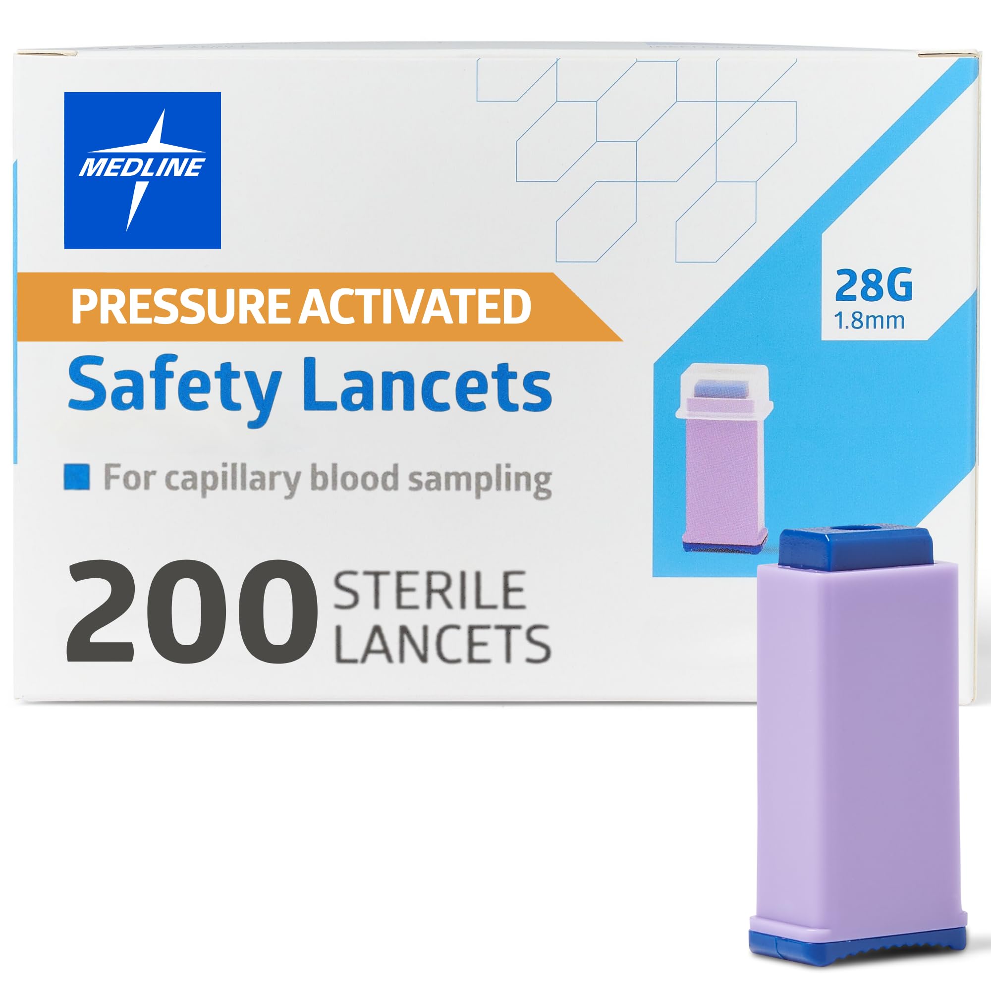 Medline - Lancetas de seguridad (28 g x 1,8 mm, 200 unidades)