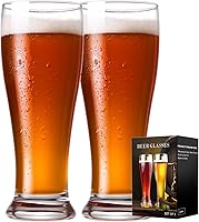 Baalaka Beer Glasses Set of 2 - 14 oz Pilsner Pint Glasses for Craft Wheat Beer, Elegant Beer Mugs Gift for Men