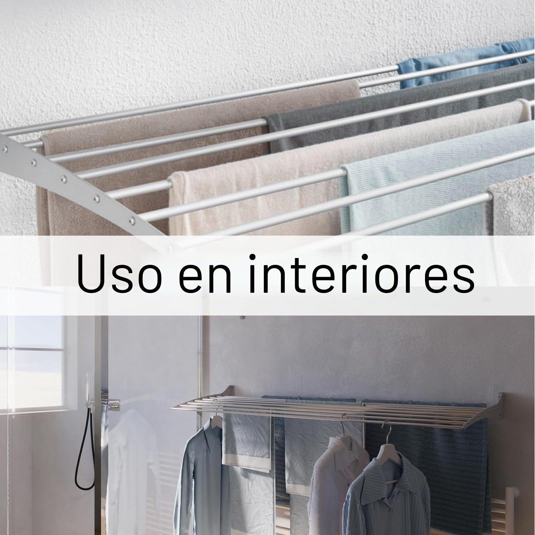foxydry Fold, Tendedero de pared, tendedero vertical, plegable de interior y exterior, de aluminio y acero, 118 x 50 x 50 cm (blanco Down, 1 x Fold 120)