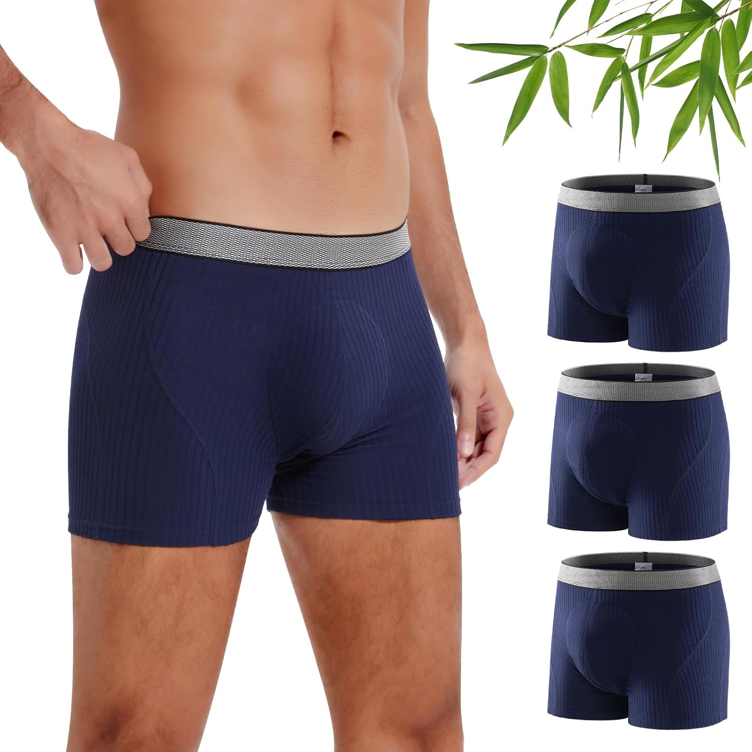 Carer 3 Pack Incontinence Underwear for Men, Washable Reusable Mens Incontinence Boxer Briefs with 160ml Absorbency for Bladder Leakage Daily Protection,L(Black/Light Blue/Dark Blue)