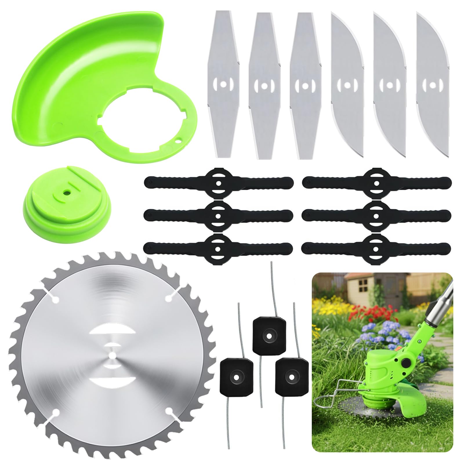 18 pcs Cordless Strimmer Blades Replacement Accessories, Weed Wacker Replacement Blades, Stainless Steel Grass Trimmer Blades for Mowing Lawns and Clearing Weeds