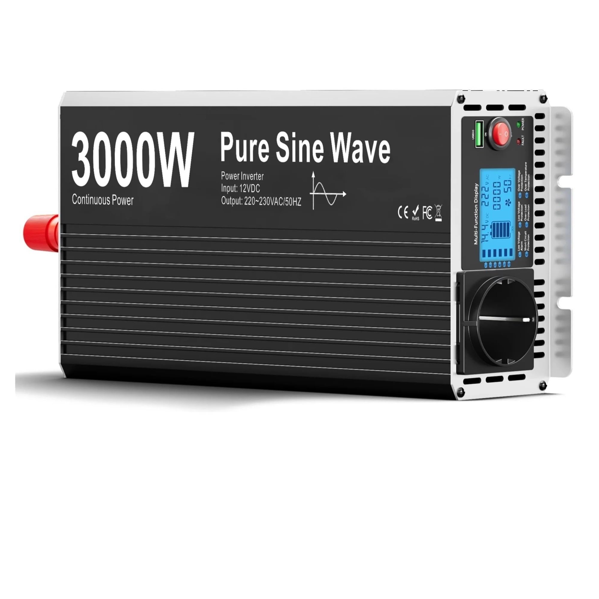 Inversor Corriente Inversor Corriente 1500 W 12 V A 220 V para Coche Caravana Barco Camping Viajes Inversor De Onda Sinusoidal Pura De 12 V A 220 V. Transformador(24V,3000W)