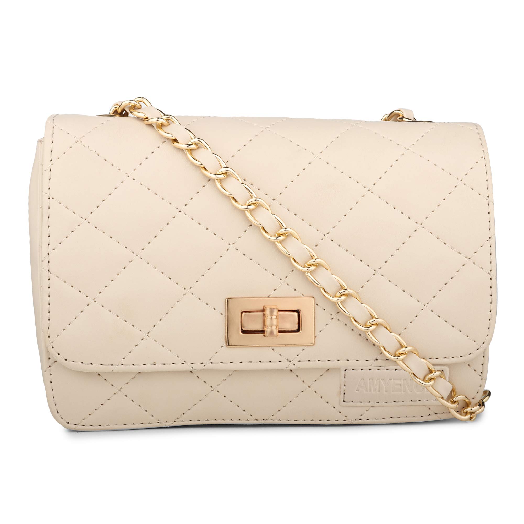 Amyence Womens Quilted Cross Body Sling Bag (Black 1001) (Cream) (B0CQXJCS9J) Amazon Price History, Amazon Price Tracker