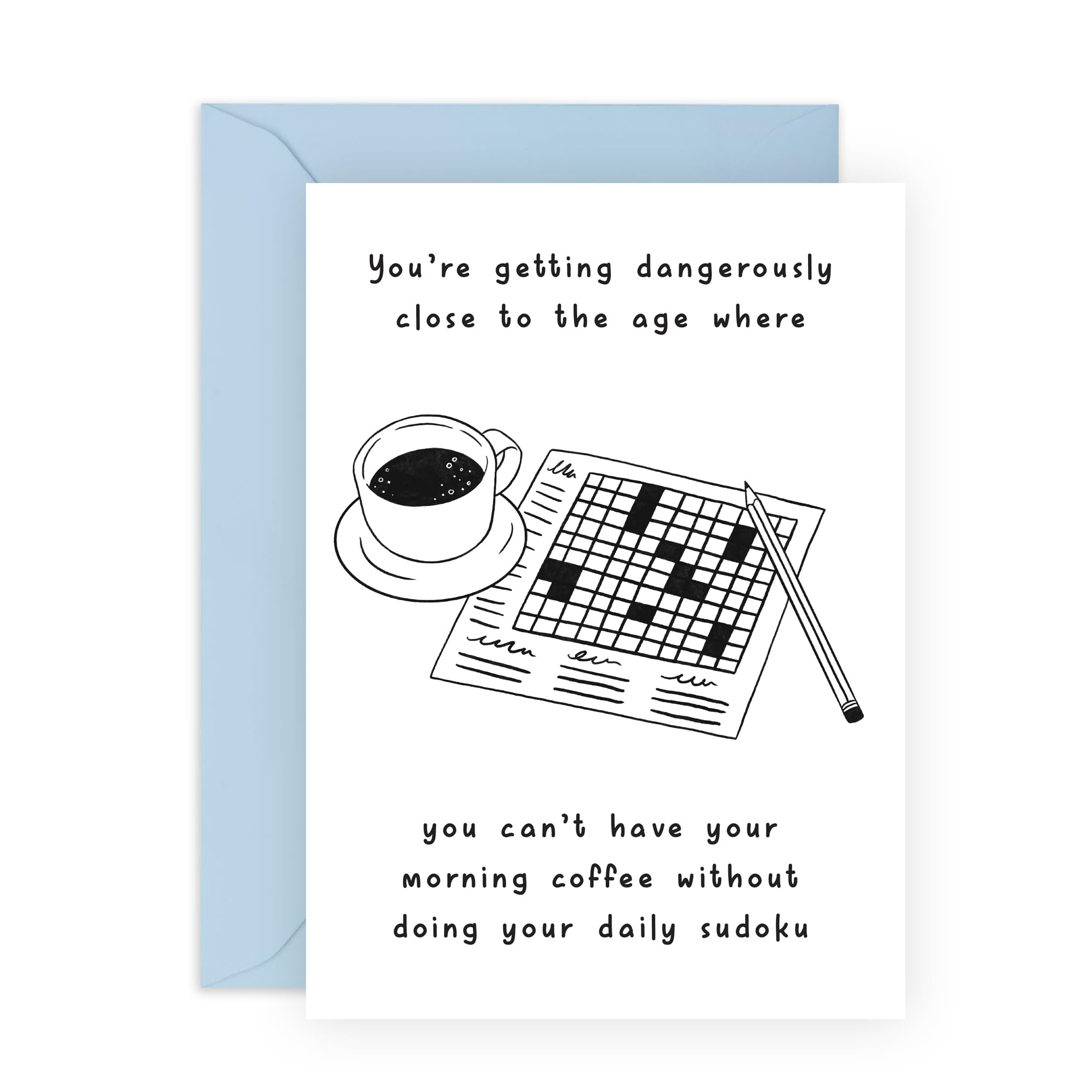 Getting Old Joke Birthday Card - "Daily Sudoku" Pun- Gifts for Puzzle Entusiasts, Coffee Lovers, Dad, Mom, Wife, Husband, Aunt, Uncle, Friends, Him,