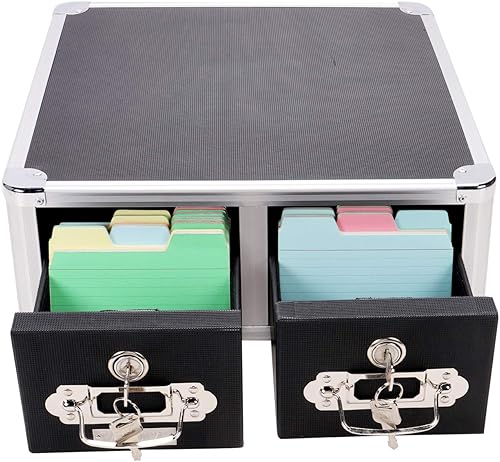 Miniatura 4 de Vaultz Cerradura 3 x 5 gabinete de la tarjeta de índice, cajón doble, negro (VZ01393)