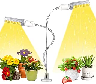 KINGBO Newest 50W Led Grow Light Bulb for Indoor Plants, Super Bright 100 LEDs Sunlike Full Spectrum Grow Lamp White, Dual Head Gooseneck Desk Plant Light with 2-Switch, Replaceable Bulb (2019 Update) - coolthings.us