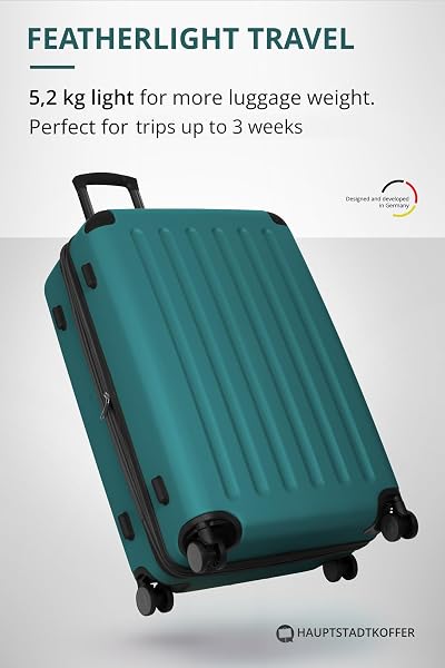 Hauptstadtkoffer Spree – Valigia rigida grande, TSA, 4 ruote doppie, trolley, valigia da viaggio, espandibile, 75 cm, 119 litri, AquaVerde - 3