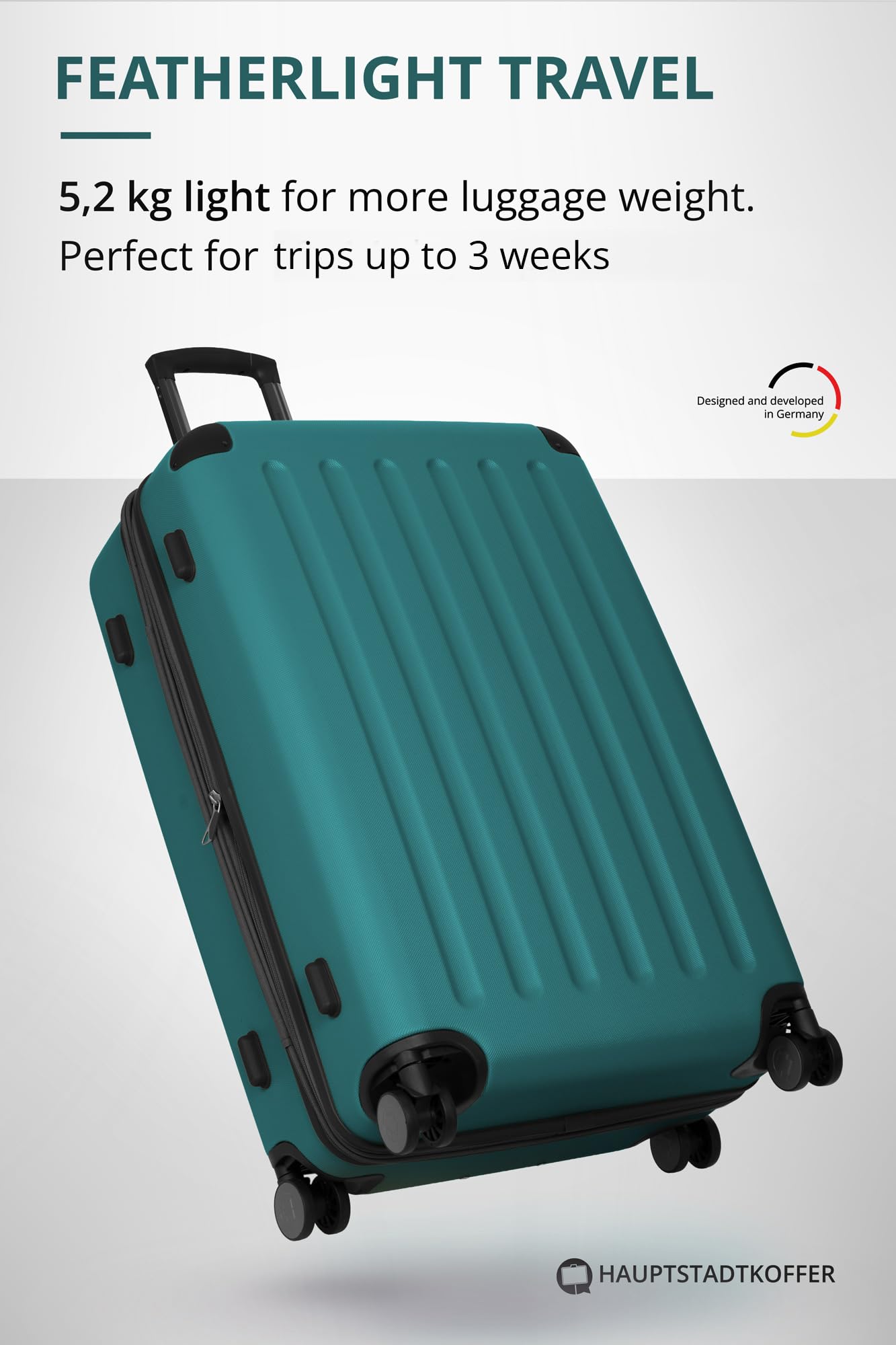 Hauptstadtkoffer Spree Hartschalen-Koffer TSA 4 Doppel-Rollen Trolley Reisekoffer 75 cm 119 Liter Aqua Grün