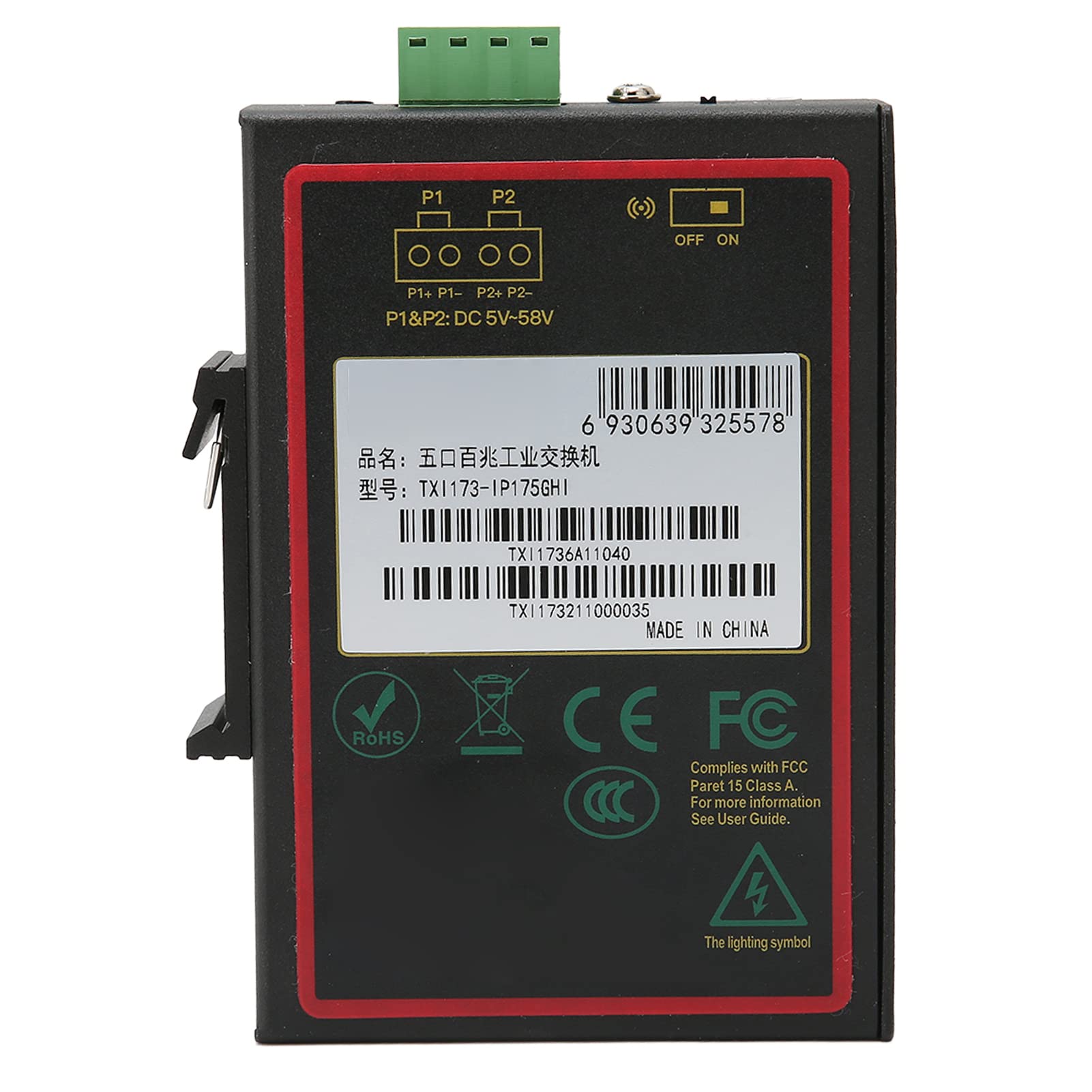 Switch Ethernet sur Rail DIN 5 Ports de Haute qualité avec Conception de qualité Industrielle, Alimentation Redondante - Idéal pour Les Environnements Difficiles - Montage sur Rail DIN