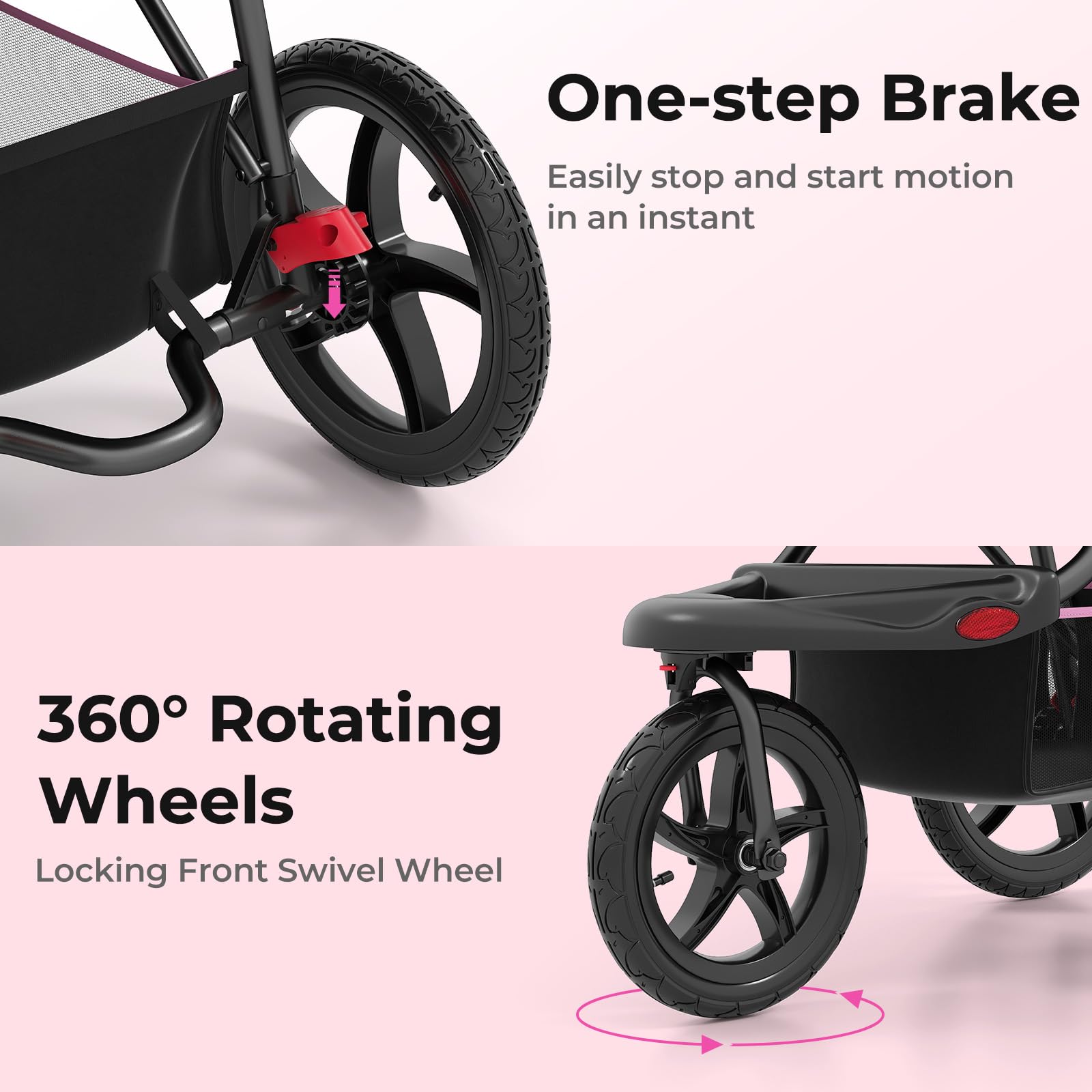 INFANS Jogging Stroller, Foldable Jogger with Air-Filled Tires Shock Absorbing Suspension Adjustable Backrest, Baby Running Strollers : Baby