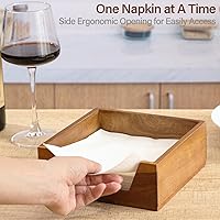 Vista 3 de Napkin Holder for Table, Wooden Napkin Dispenser with Side Large Opening for Paper Napkins, Farmhouse Style Square Napkin Holder, Home Kitchen Marrón