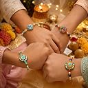 Frostick Set of 4 Rakhi for Brother with Chocolates, Roli Chawal, Greeting Card & Gift Box | Raksha Bandhan Gift with Cadbury Celebrations & Traditional Pooja Essentials gallery image