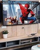 Vista 2 de Adaptador convertidor Uzifhdhi de RCA a HDMI, convertidor de AV a HDMI con cable HDMI compatible con PAL/NTSC para PS2/VHS/VCR/DVD Blue-Ray, etc.