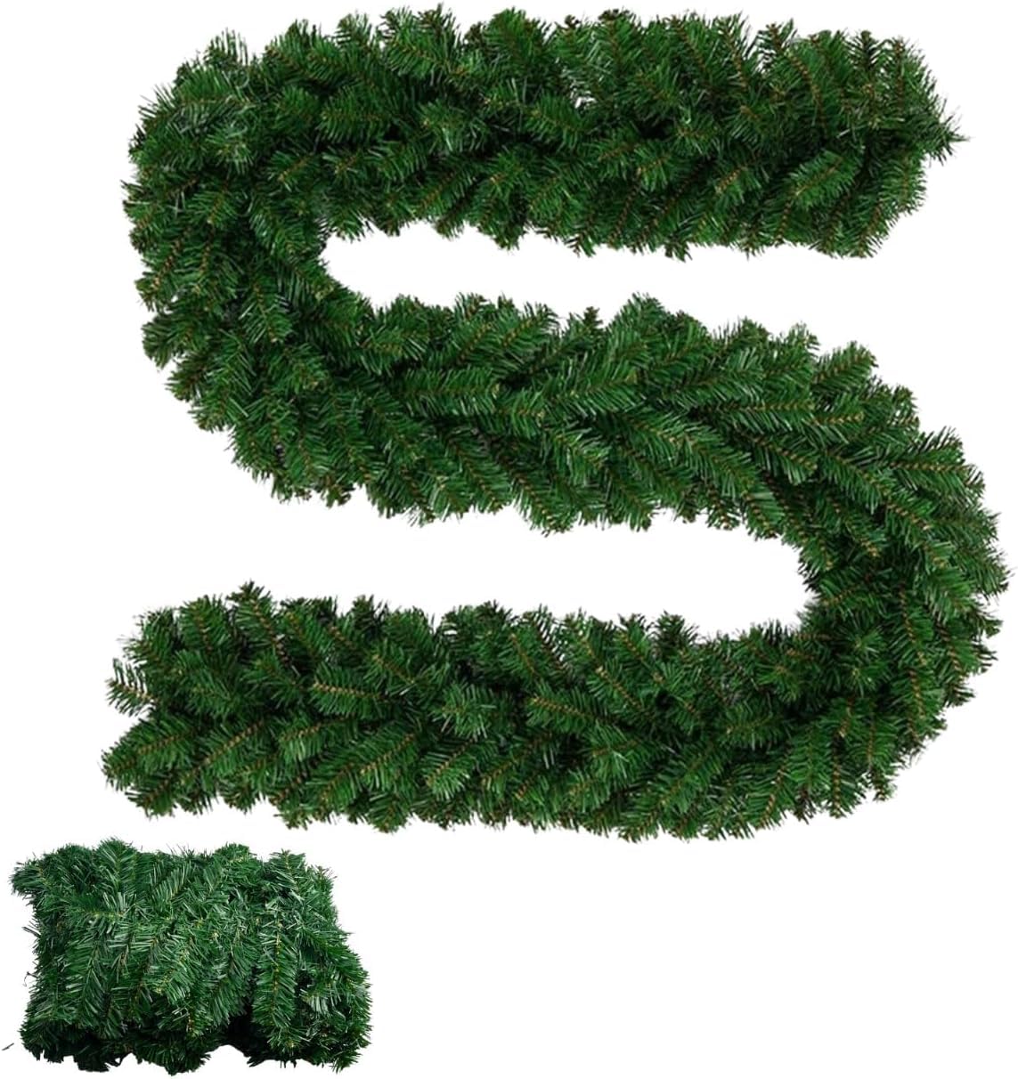 1 Pc 9ft Plain Green Christmas Garland | 2.7m x 25cm Realistic, Xmas Garland for Decorating Stairs, Fireplaces, Doors & Windows, Flexible, Durable Holiday Home Decor for Indoor & Outdoor.