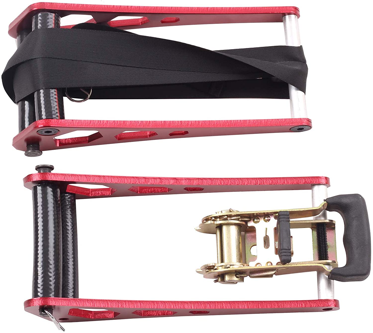 Aohuada Archery Compound Bow Press Portable Aluminium Alloy Crossbow Press Archery Ratchet Bow Press Open Tool Accessories 1.3m Red