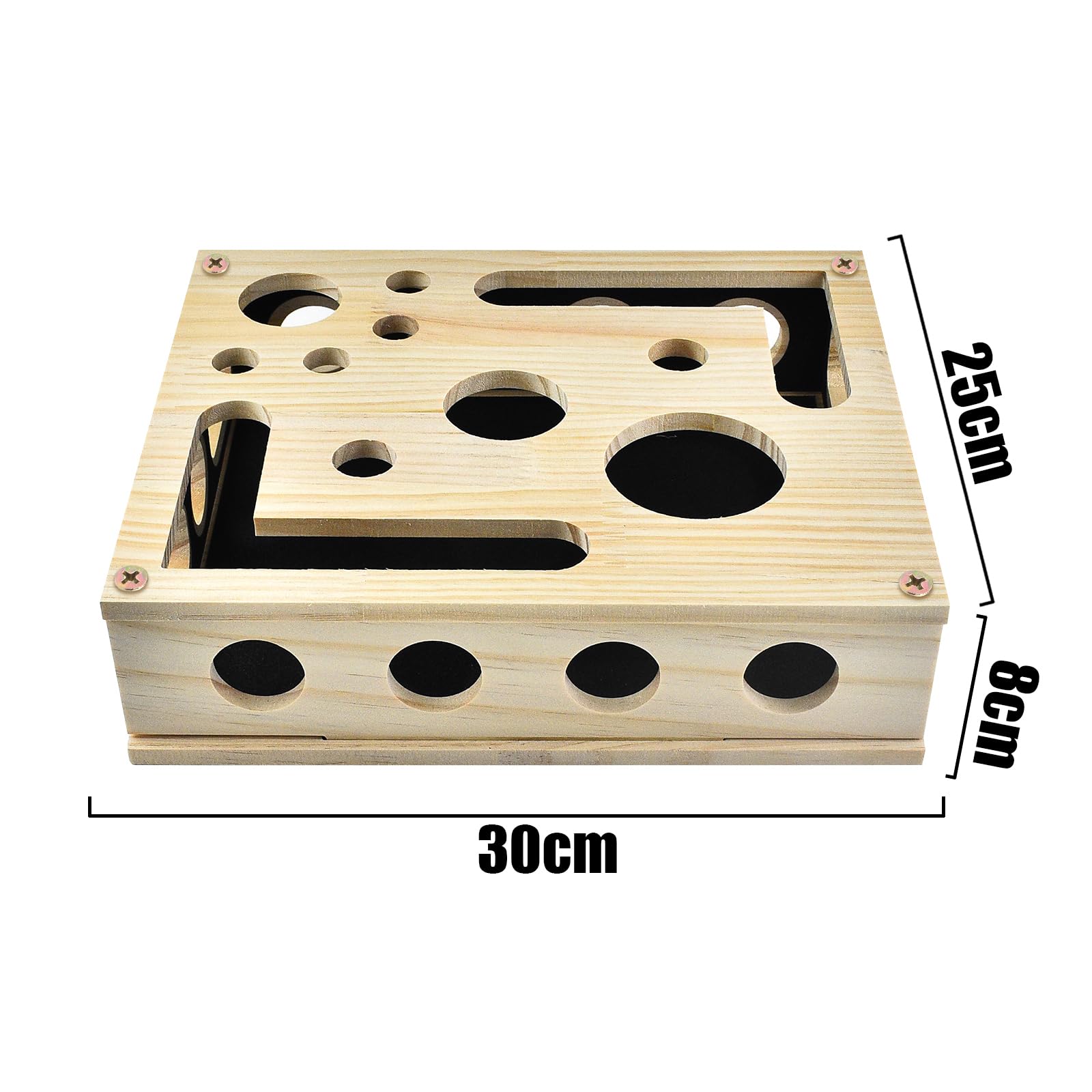 LUMIXA Caja rascadora de uñas para gatos, juguete de rompecabezas de enriquecimiento de gatos de madera con papel de lija interior, aberturas de golosinas y montaje de tornillo reforzado para gatos de