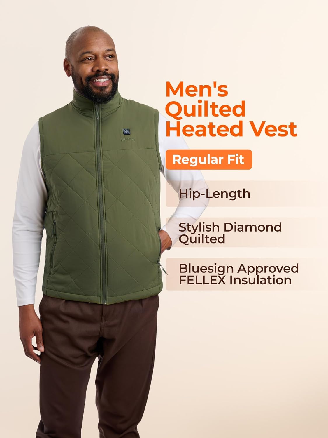 ORORO Men's Heated Quilted Vest with Heated Collar, Lightweight Quilted Heating Vest with USB-C Rechargeable Battery - Image 2