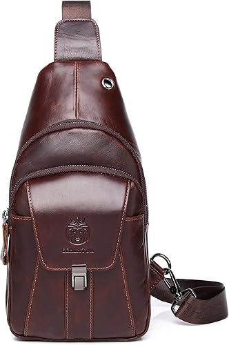 Miniatura 165 de LUKZIJAES Bolso bandolera de cuero genuino para hombre marrón (#1-Brown)