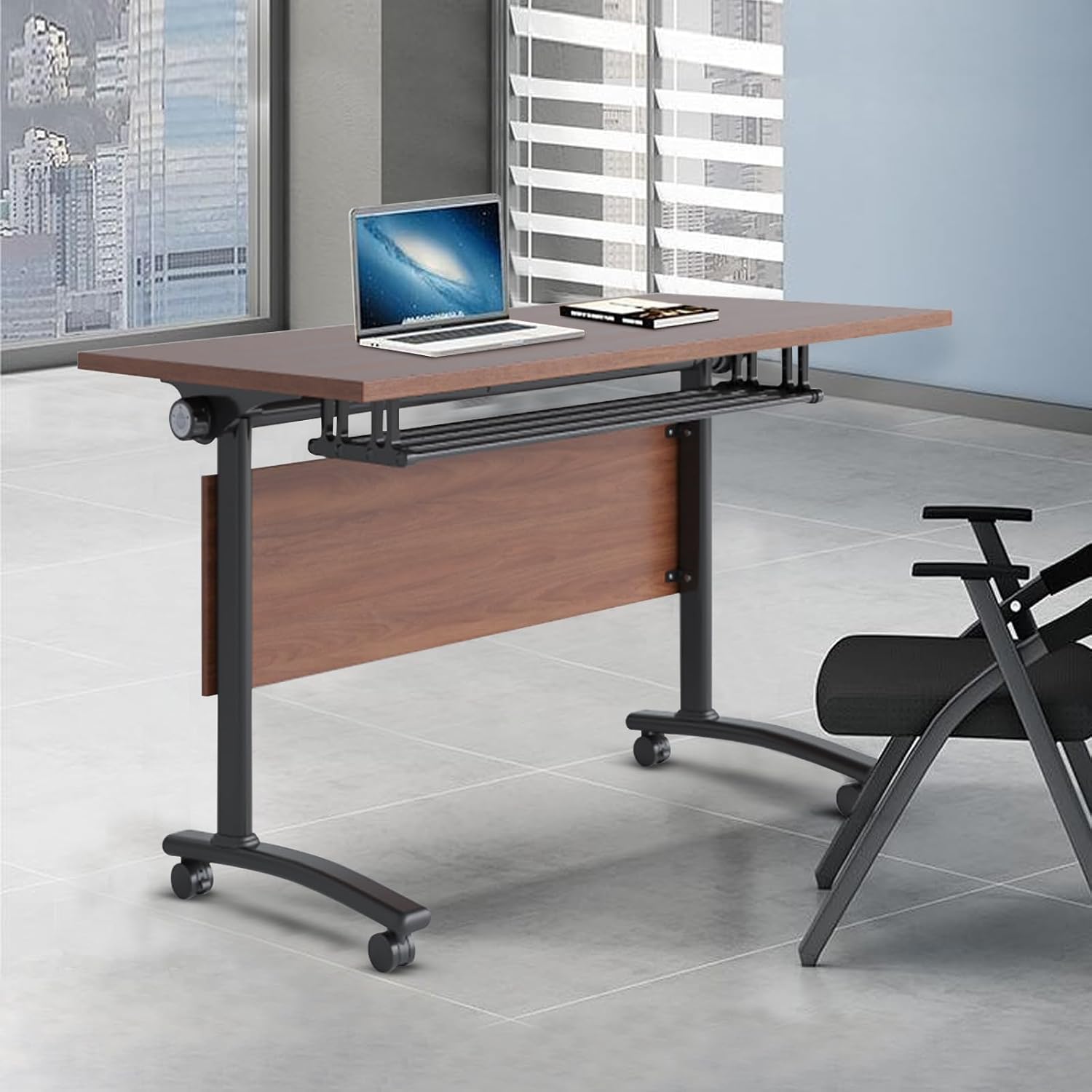 Conference Table,Folding Conference Room Tables Modern Folding Training Table with Flip Top,Mobile Conference Table with Four Locking Wheels,Executive Desk for Meeting Room,Office(2pack 120 * 60 * 75)