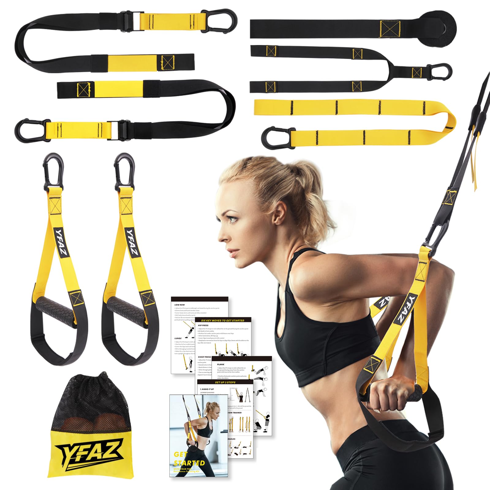 Home Resistance Training Kit, Suspension Trainer,Door Anchor And Mesh Bag.Exercise Straps With Handles For Full Body Workouts, Travel,Gym,Outdoor Anchor System,Cardio And Cross Training