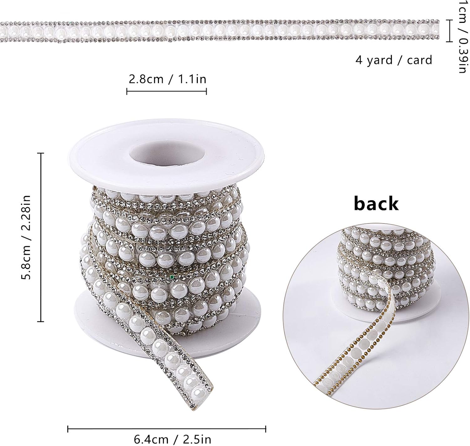 GORGECRAFT 4 Yards Rhinestones Bead Trim Applique Pearl Fringe Trim Rhinetones for Dress Bridal Wedding Party Decoration - Image 3