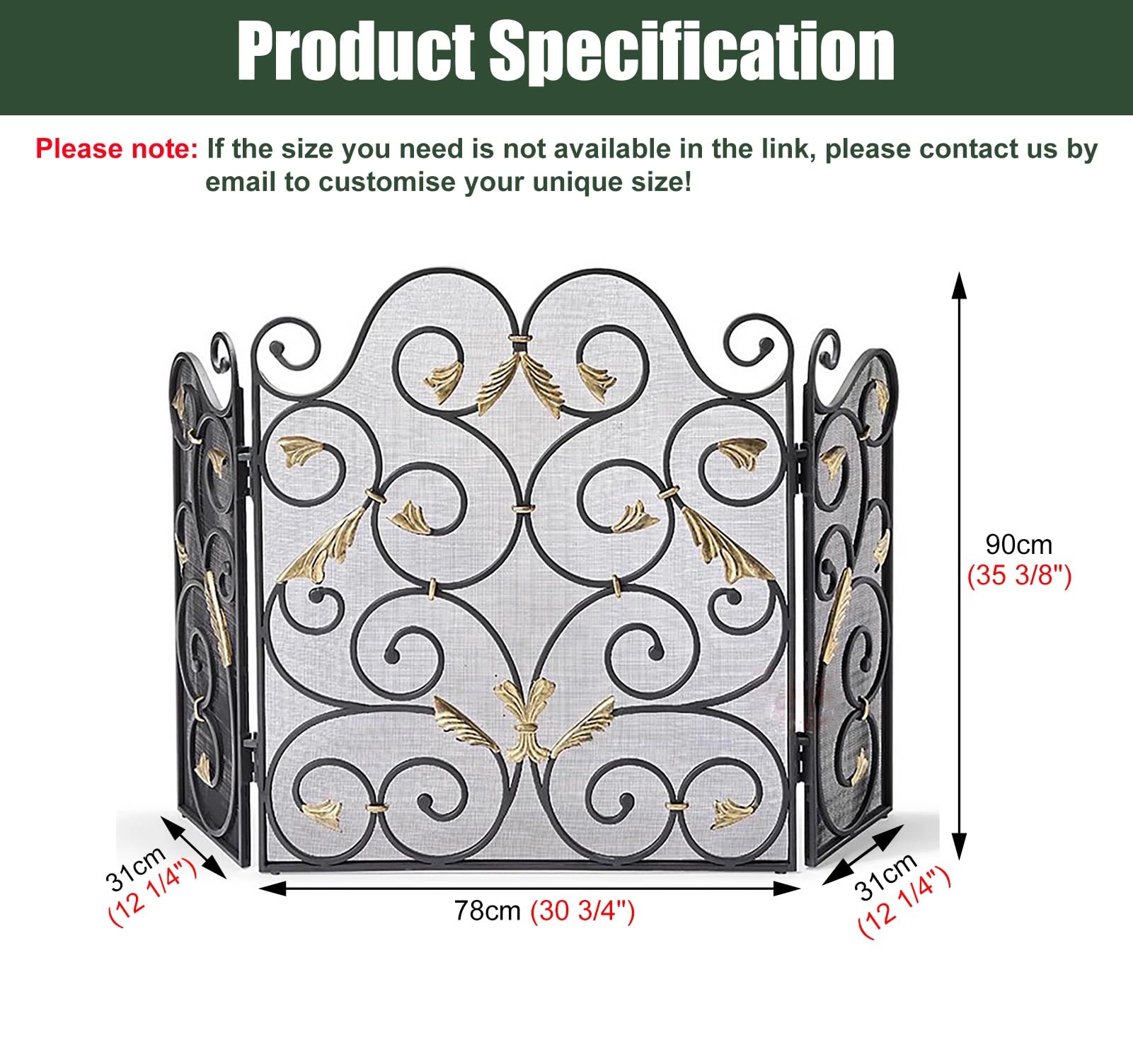 Salvachispas Chimenea Mamparas Negras para Chimenea de 55" de Ancho X 35" de Alto, Cubierta Protectora Plana de 3 Paneles para Estufa de Leña Rústica Vintage, Malla Plegable Antichispas para Leña