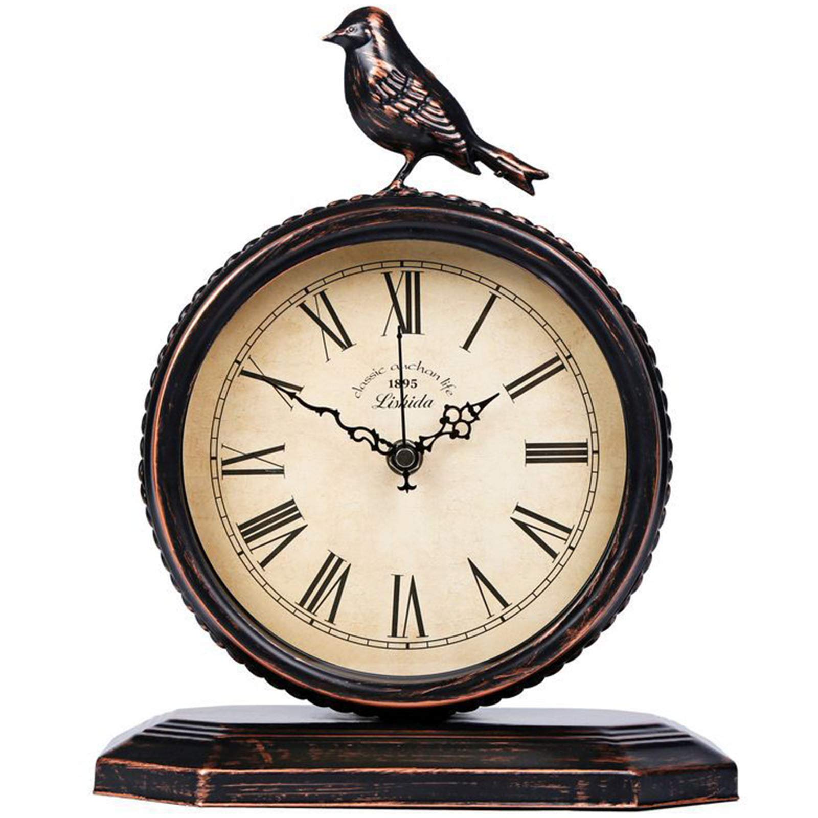 Buy Desk clock Retro desktop Mantel clocks,Metal Quiet design Classic