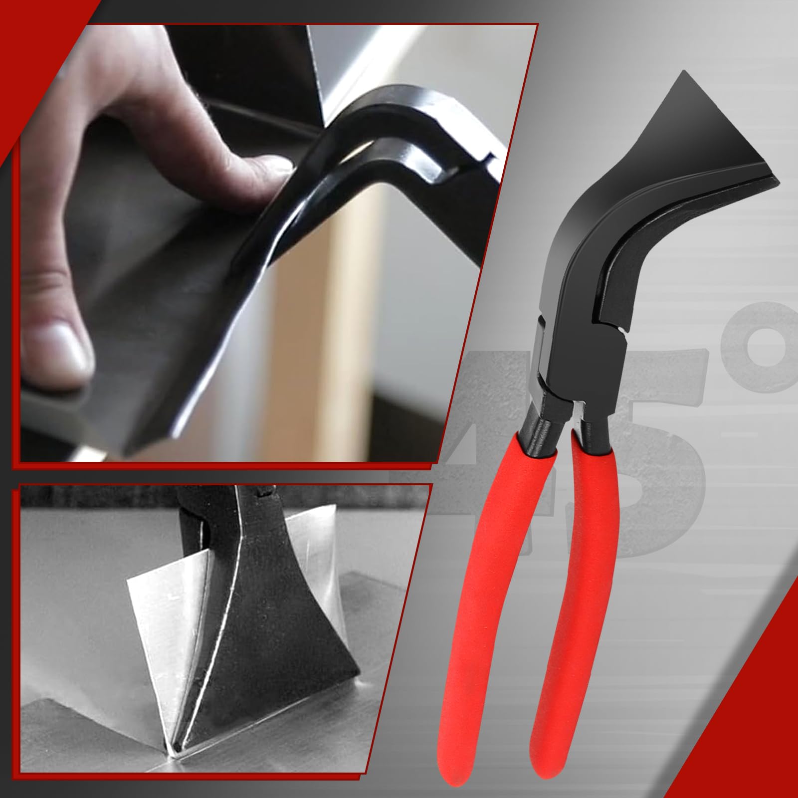 LPZMPZ Pince Pliante à 45 Degrés, Pince à Plier la Tôle Mâchoire Largeur 60mm, Outil de Pliage avec Poignée Antidérapante pour Plier et Lisser les Tôles, Pinces à Border de Couvreur