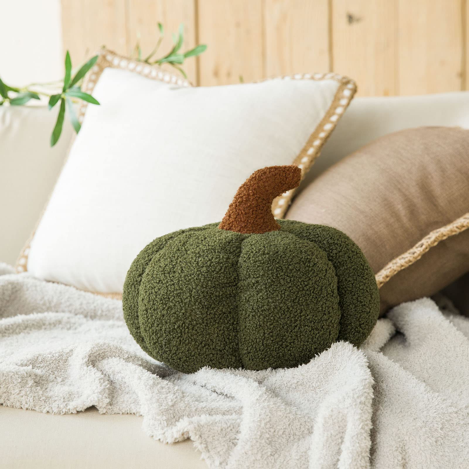 Coussin Citrouille Peluche Halloween FONGWAN Décoration Pour Canapé Maison Jardin Photographie, 20cm - Vert Foncé - Peluche - Achat & Prix