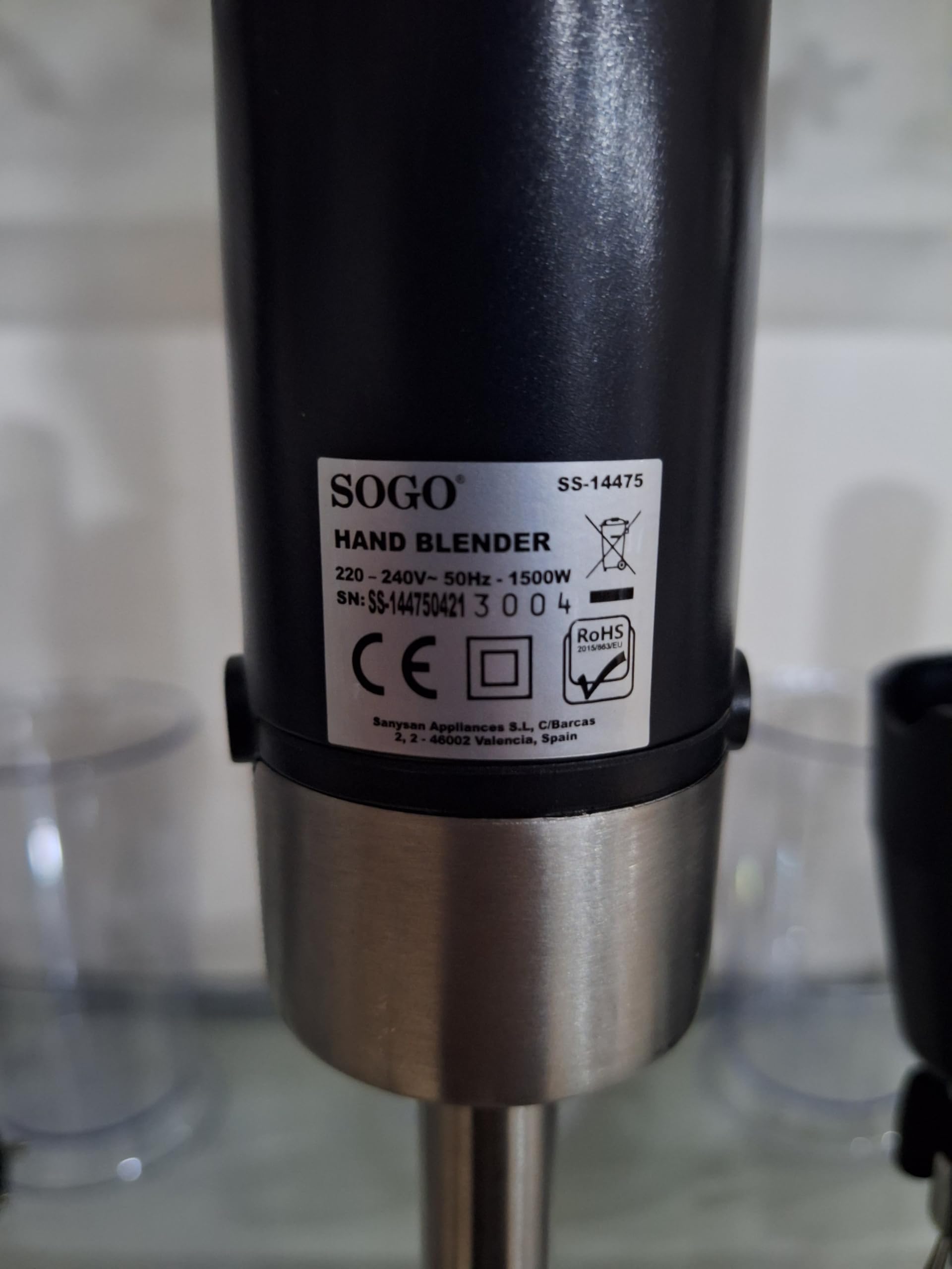 Frullatore a Immersione XL 1500 Watt in Acciaio Inox Nero, Gambo Extra Lungo, Bicchiere Graduato 800 ml, Mixer ad Alta Potenza per Zuppe, Vellutate, Salse e Frullati