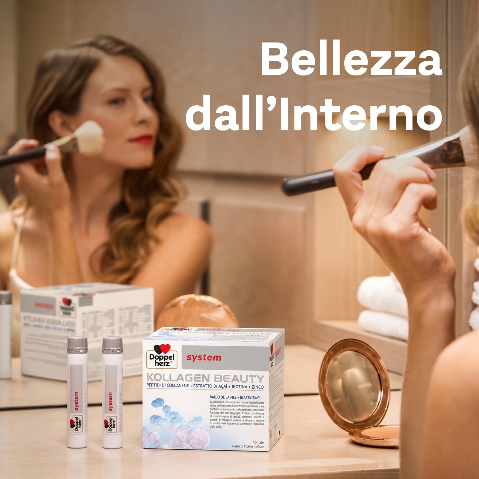 Doppelherz system KOLLAGEN BEAUTY, Collagene da Bere per la Pelle, 30 Fiale | I peptidi di collagene aiutano a ridurre le rughe e le linee sottili e favoriscono l'elasticità della pelle, Pronto da bere