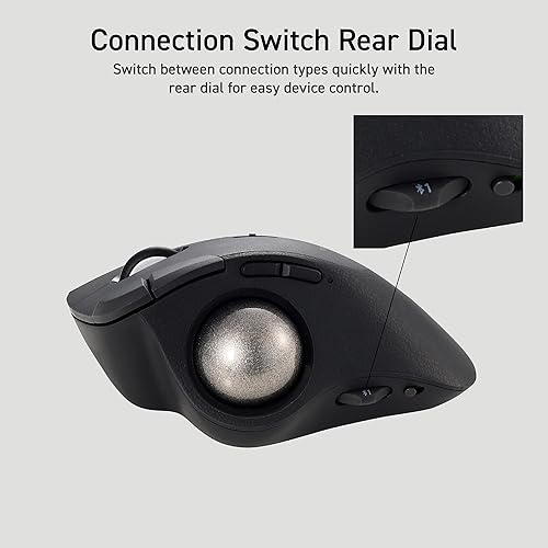 Vista 5 de ELECOM IST PRO Ratón Trackball, conexión de 6 dispositivos, conectividad de 3 vías, Bluetooth 5.3, inalámbrico 2.4 GHz, cableado, sensor de 12,000