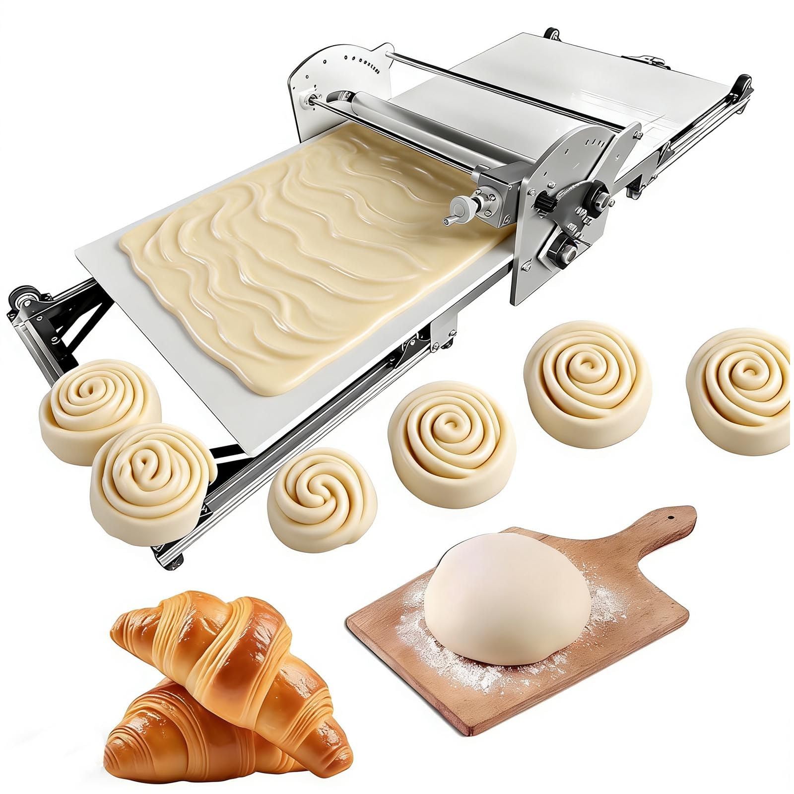 Laminadora De Masa EléCtrica, 40"X17.7" Enrolladora AutomáTica De Masa Para Pasteles Y Pizzas, Grosor Ajustable De 0.07" A 1.18", FuncióN De Avance/Retroceso Con DiseñO Plegable