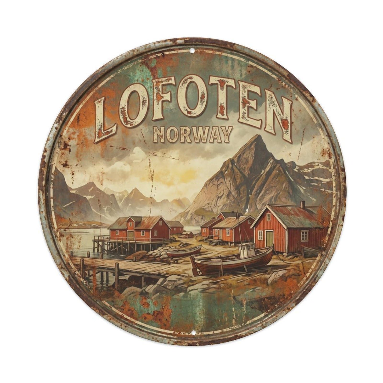 Galvaxio Style Norway Retro Travel Lofoten Metal Tin Sign
