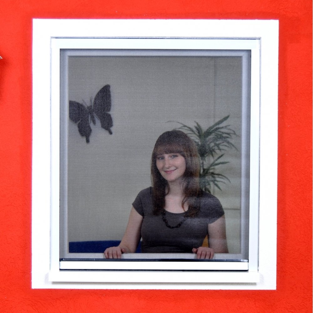 Fliegengitter Rollo für Fenster als PVC-Bausatz mit Fiberglasgewebe Insektenschutz - 80 x 130 cm