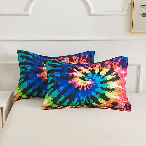 Miniatura 8 de Koniroom Juego de Edredón Tie Dye Tamaño King, Juegos de Edredón para Niños, Adolescentes Niños y Niñas, Mujeres con Estampado Temático Hippie